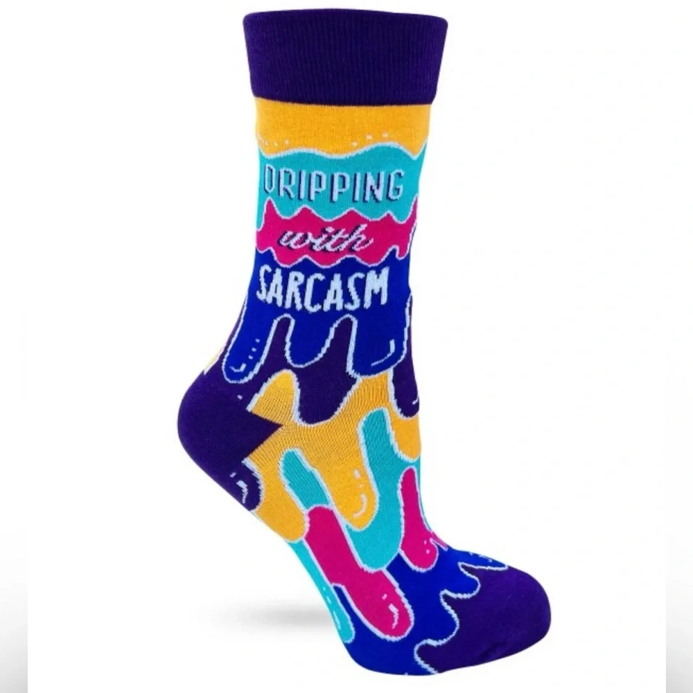 •Dripping Sarcasm• Funny Novelty Crew Socks